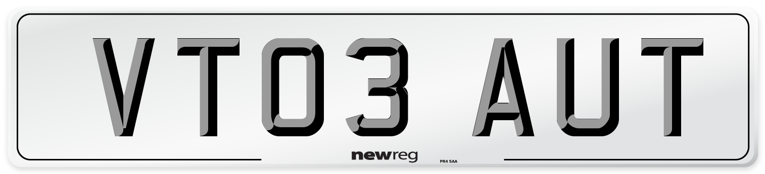 VT03 AUT Number Plate from New Reg